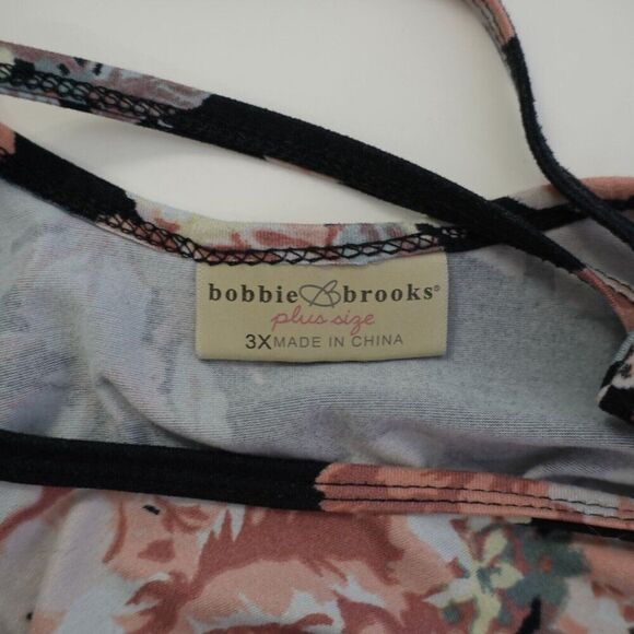 Bobbie Brooks Plus Size 3X Black Pink Floral Exposed Back Scoop Neck Dress - Picture 6 of 6